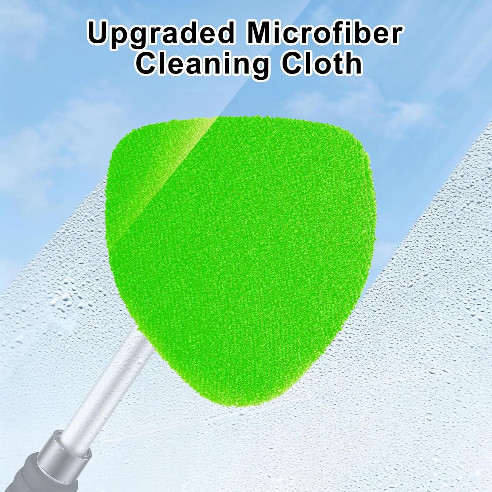 JUSTTOP Windshield Cleaner Tool with Extendable Handle & Microfiber Pads