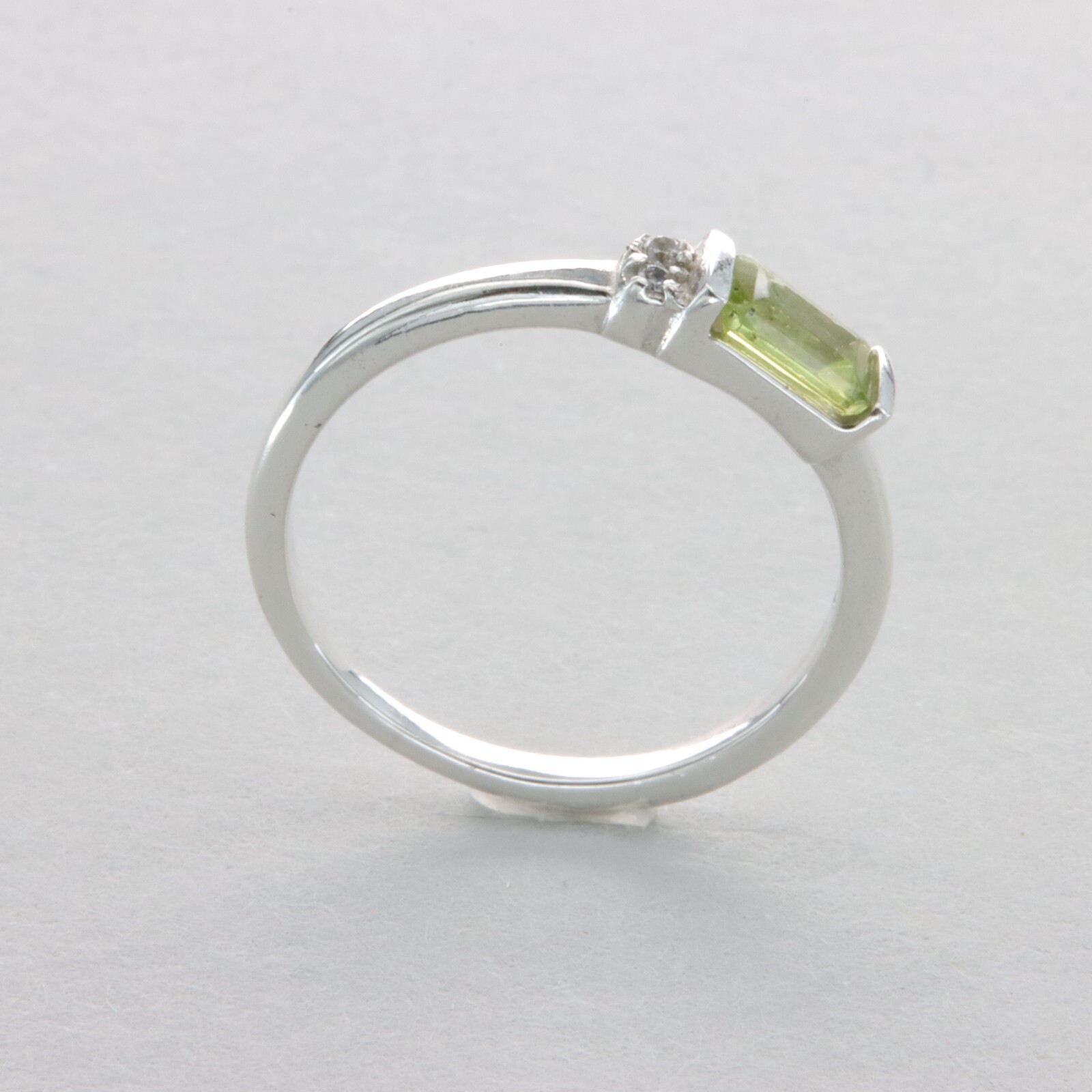Square / Rectangle PERIDOT Ring with CZ Multiple Sizes 925 STERLING SILVER #47e