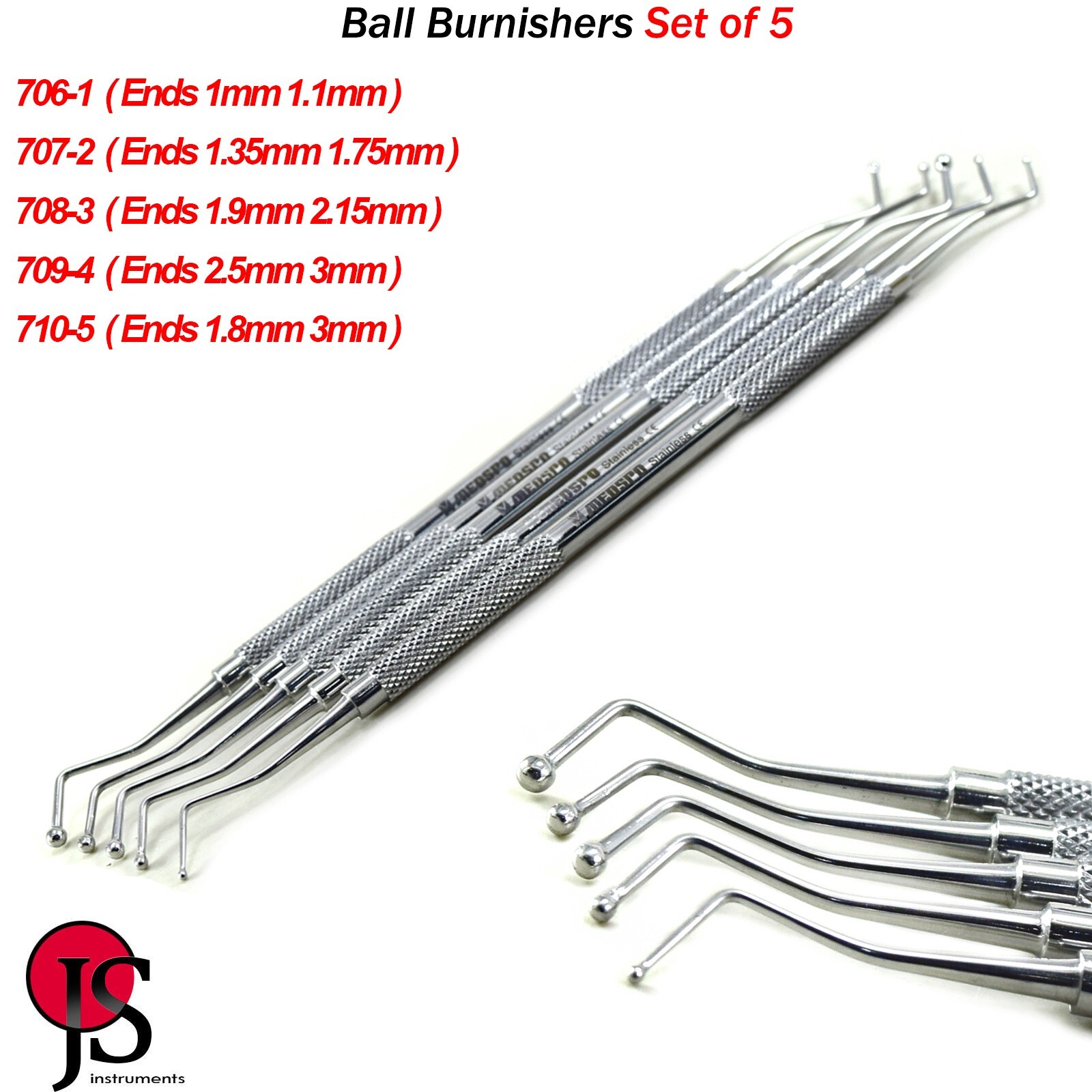Dental Composite Plastic Filling Instruments Ball Burnisher Amalgam Restorative