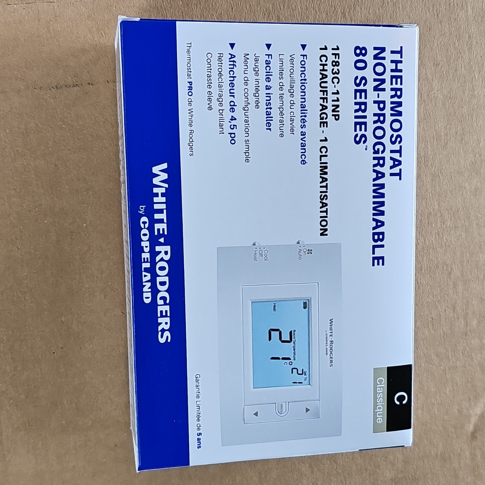 Emerson  1F83C-11NP 80 Series Non-Programmable Thermostat, 1Heat-1Cool