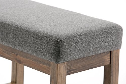 Milltown 26 inch Wide Rectangle Ottoman Bench Footstool, Linen Look Grey