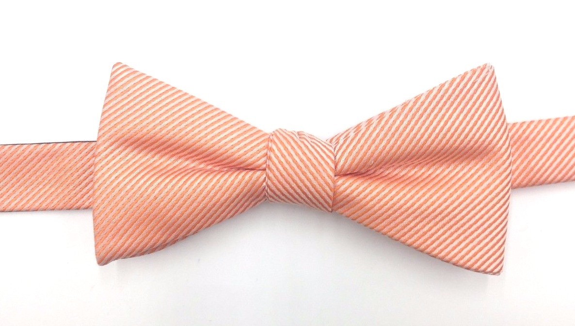 $95 Countess Mara Mens Stripe White Orange Bow Tie Classic Adjustable Bowtie