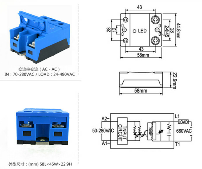 60A Small AC Solid State Relay 220V 380V SSR ASH-C 60AA