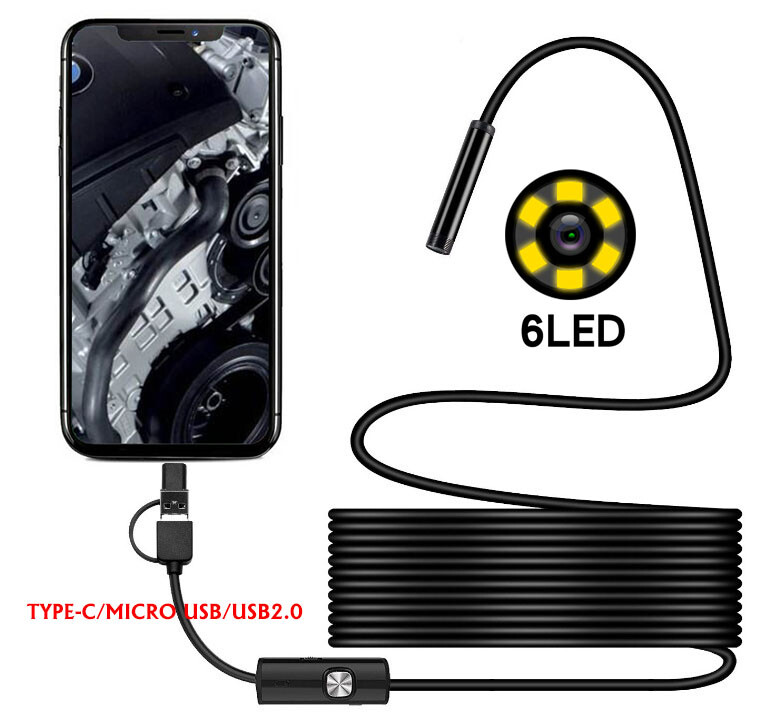 3in1 Micro USB Type C Android Endoscope 7mm Snake Borescope Inspection Camera US