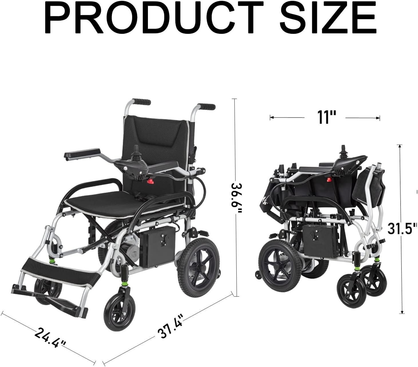 Electric Wheelchair37.5lbs Lightweight Foldable Weight Capacity265lbs Dual Motor