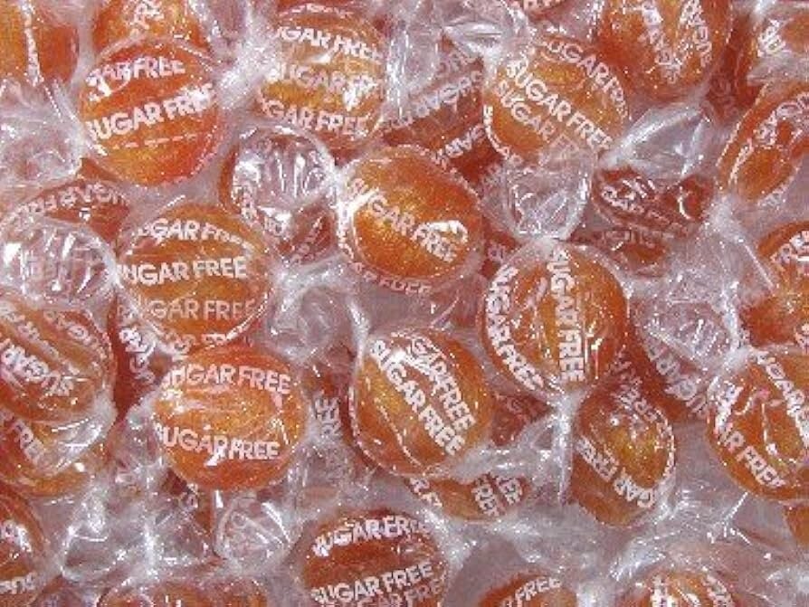 SUGAR FREE BUTTERSCOTCH 2 Pounds Wrapped Hard Candy Discs Candies w SPLENDA
