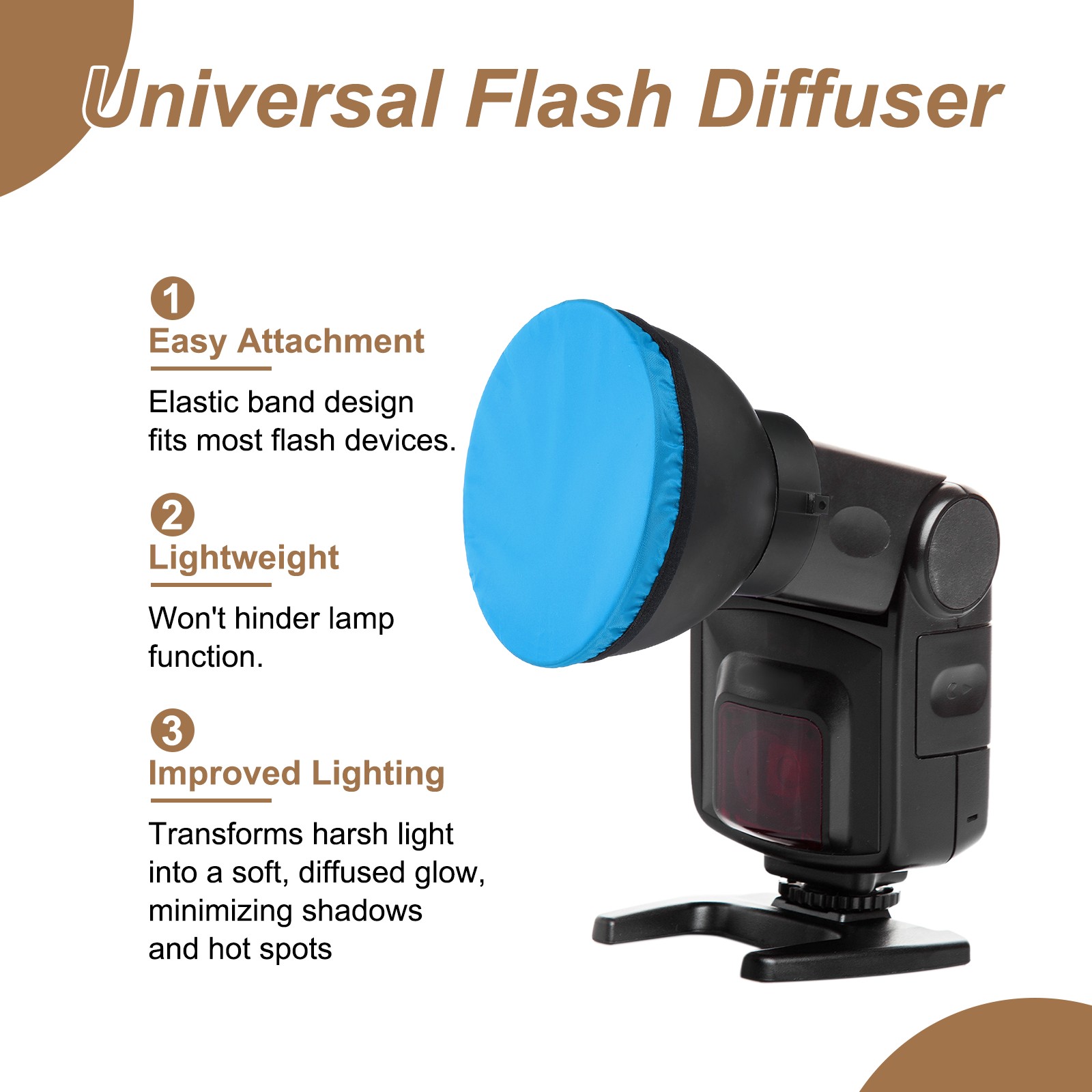 5pcs 7.1" x 7.1" Soft Mini Flash Bounce Diffuser Cap, for Flashlight, Blue
