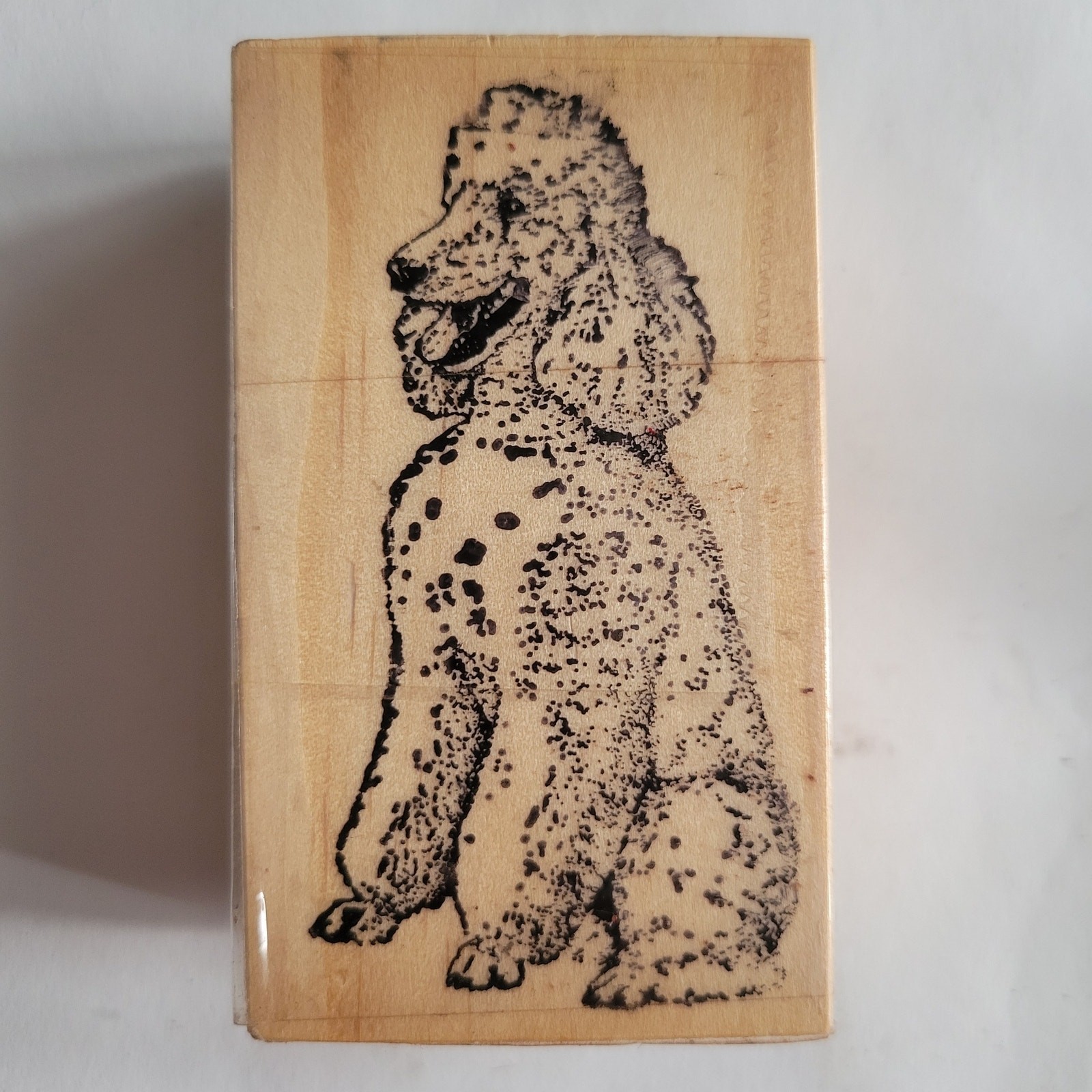 Vintage 2000s Y2K Rubber Stamp Standard Poodle Dog Realistic Mounted