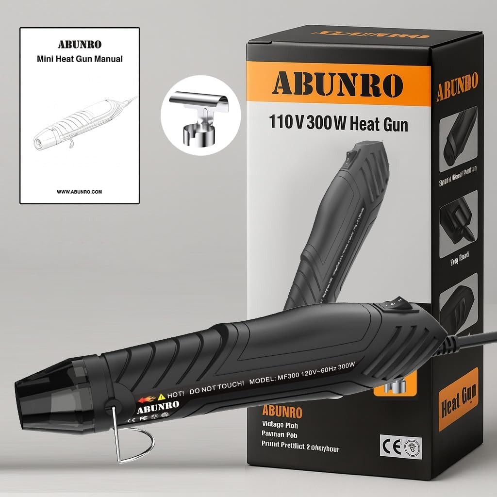 300W Mini Heat Gun with 6.6FT Cable & Reflector Nozzle - Precision Crafting Tool