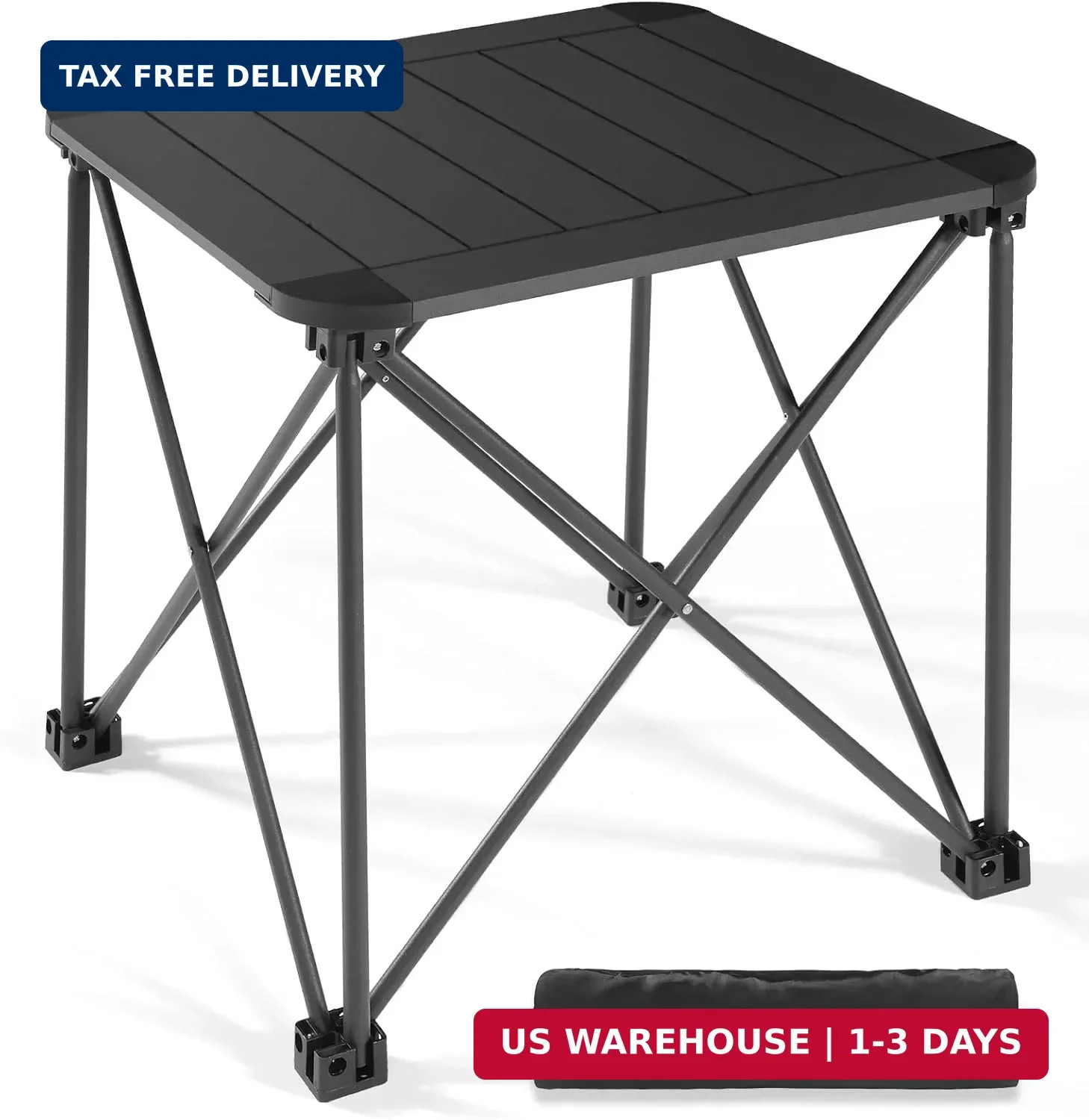 Folding Camping Square Table with Carry Bag, Lightweight Aluminum Square Table f