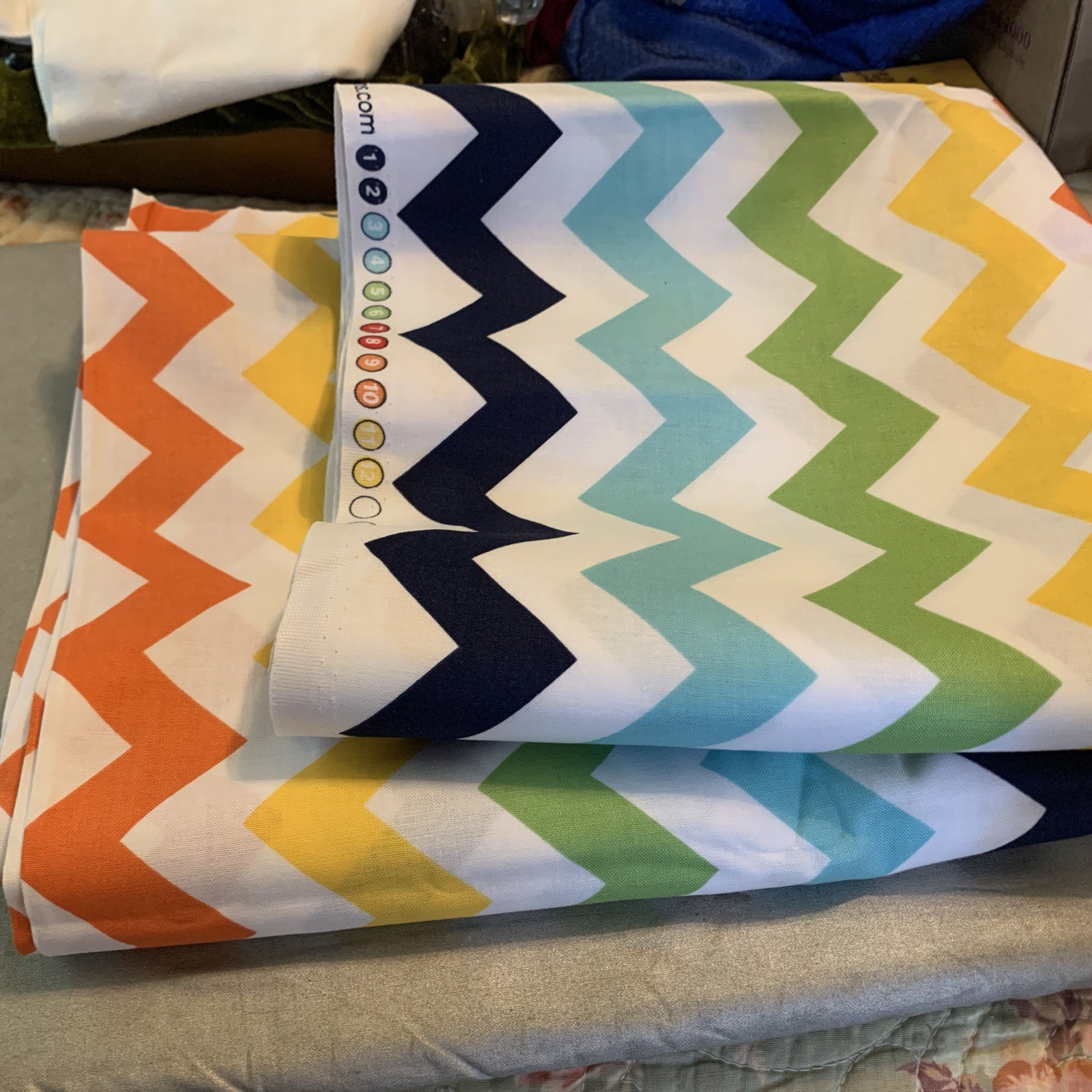 4 Yd Bright Multi Colored Riley Blake Cotton Chevron Fabric