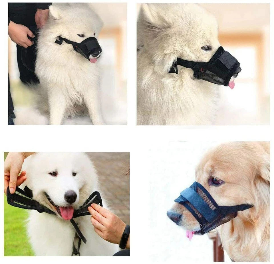 Adjustable Dog Muzzle Breathable Mesh Pet Mouth Cover for Small Large Dogs