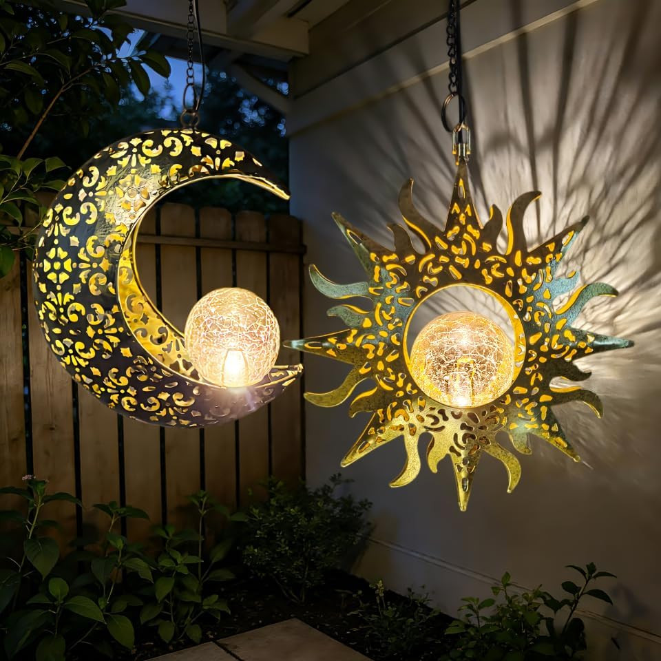 Solar Hanging Lights Outside,Outdoor Lanterns Waterproof Garden Mom Gifts | 20×7