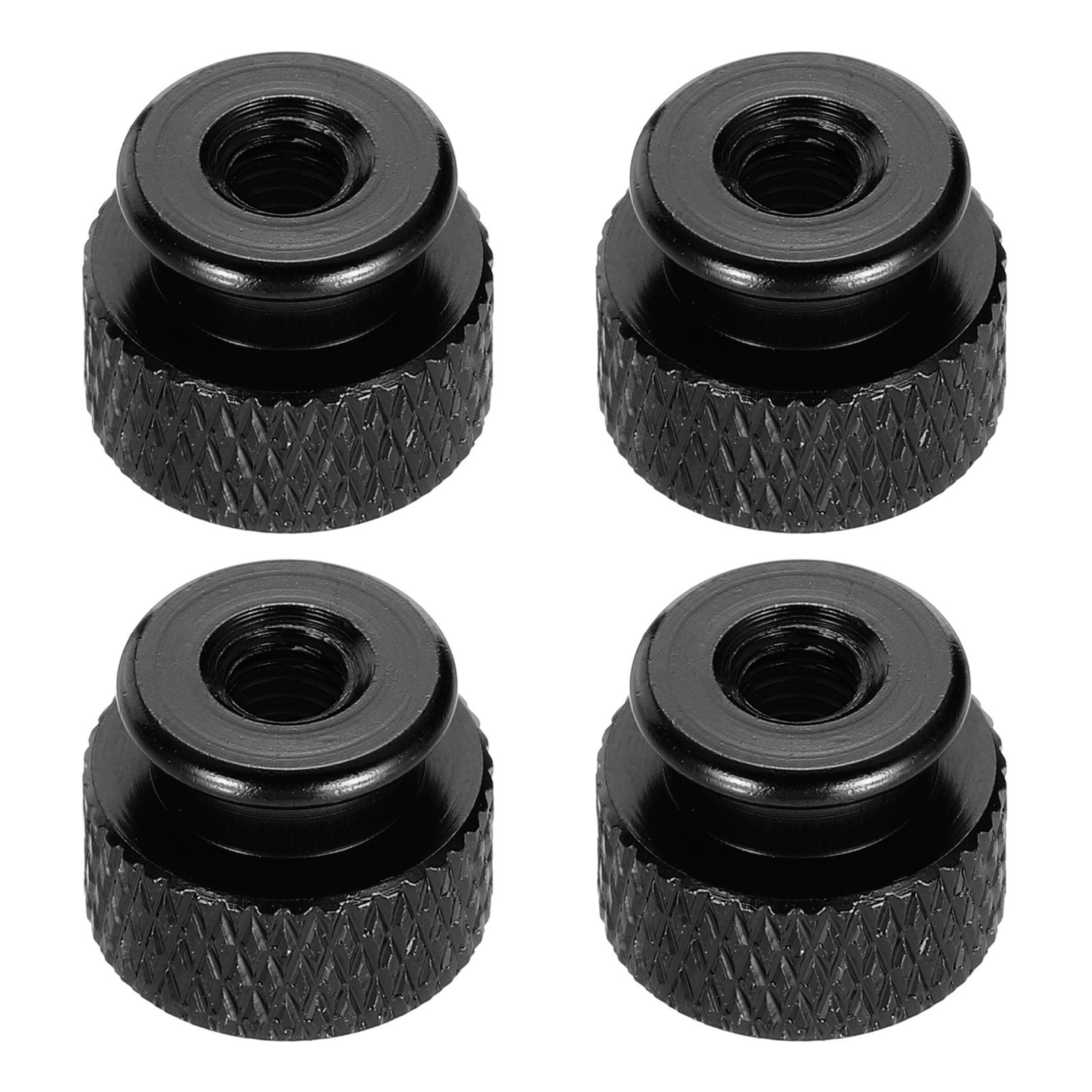 4pcs Knurled Thumb Nut, M4 12mm OD 10mm Height Aluminium Alloy Bright Black