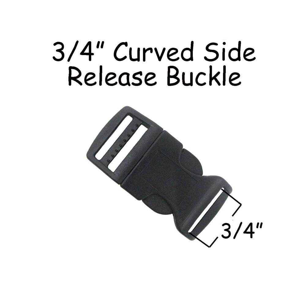 5 Buckles - 3/4" Black Plastic Curved Side Release Buckle Dog Collar Hardware