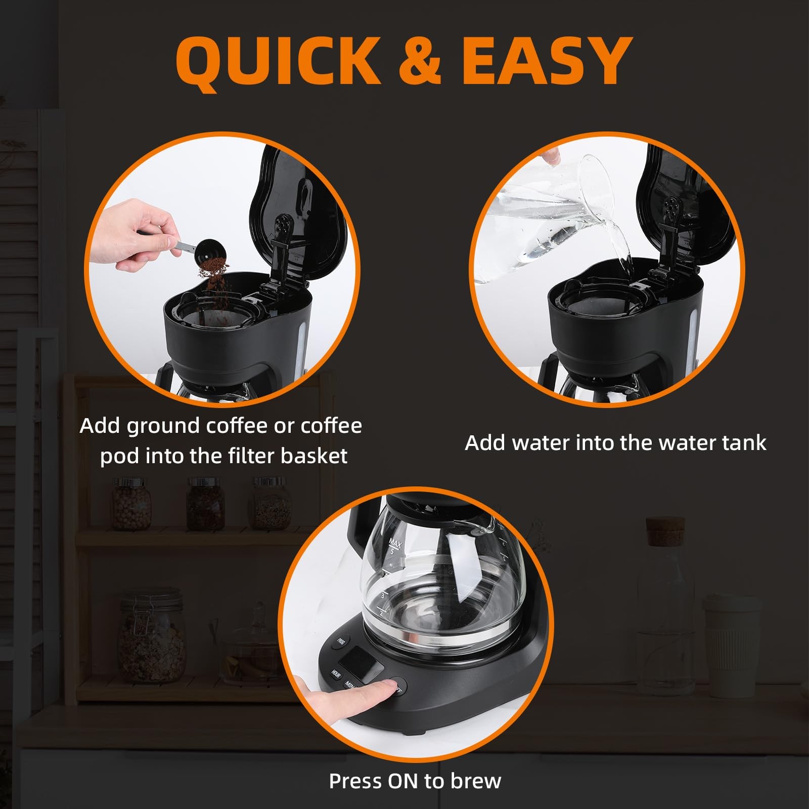 Electactic Compact 5-Cup Programmable Drip Coffee Maker — the essential coffee m