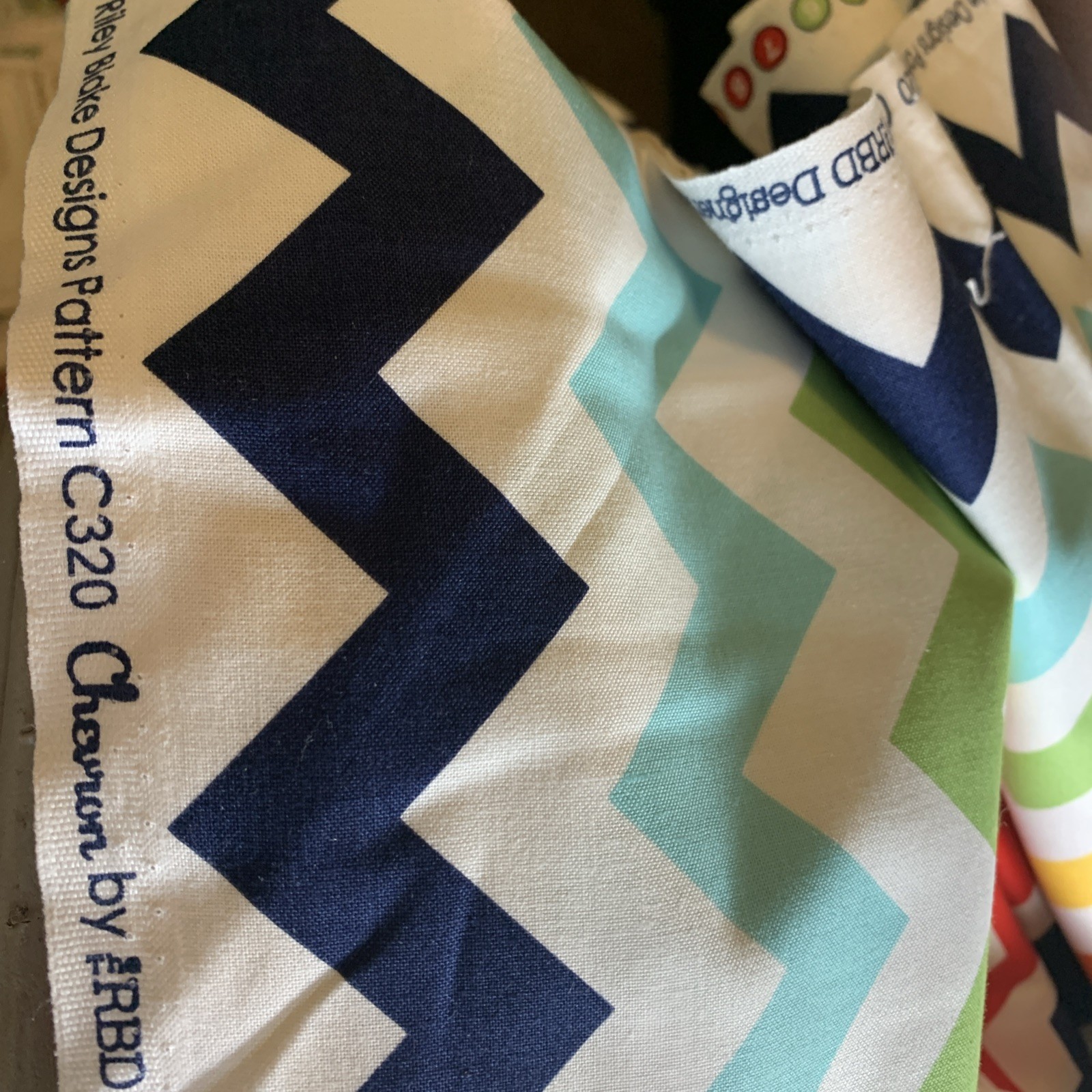 4 Yd Bright Multi Colored Riley Blake Cotton Chevron Fabric