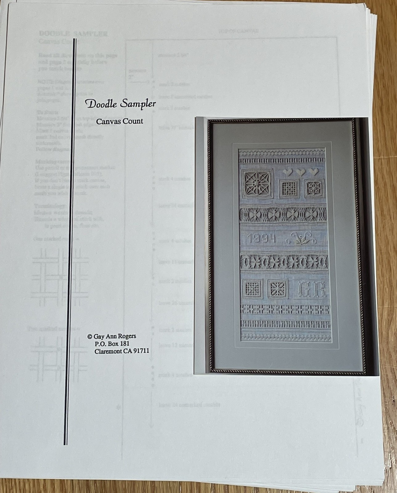 Gay Ann Rogers Drawn Thread Sampler needlepoint pattern only