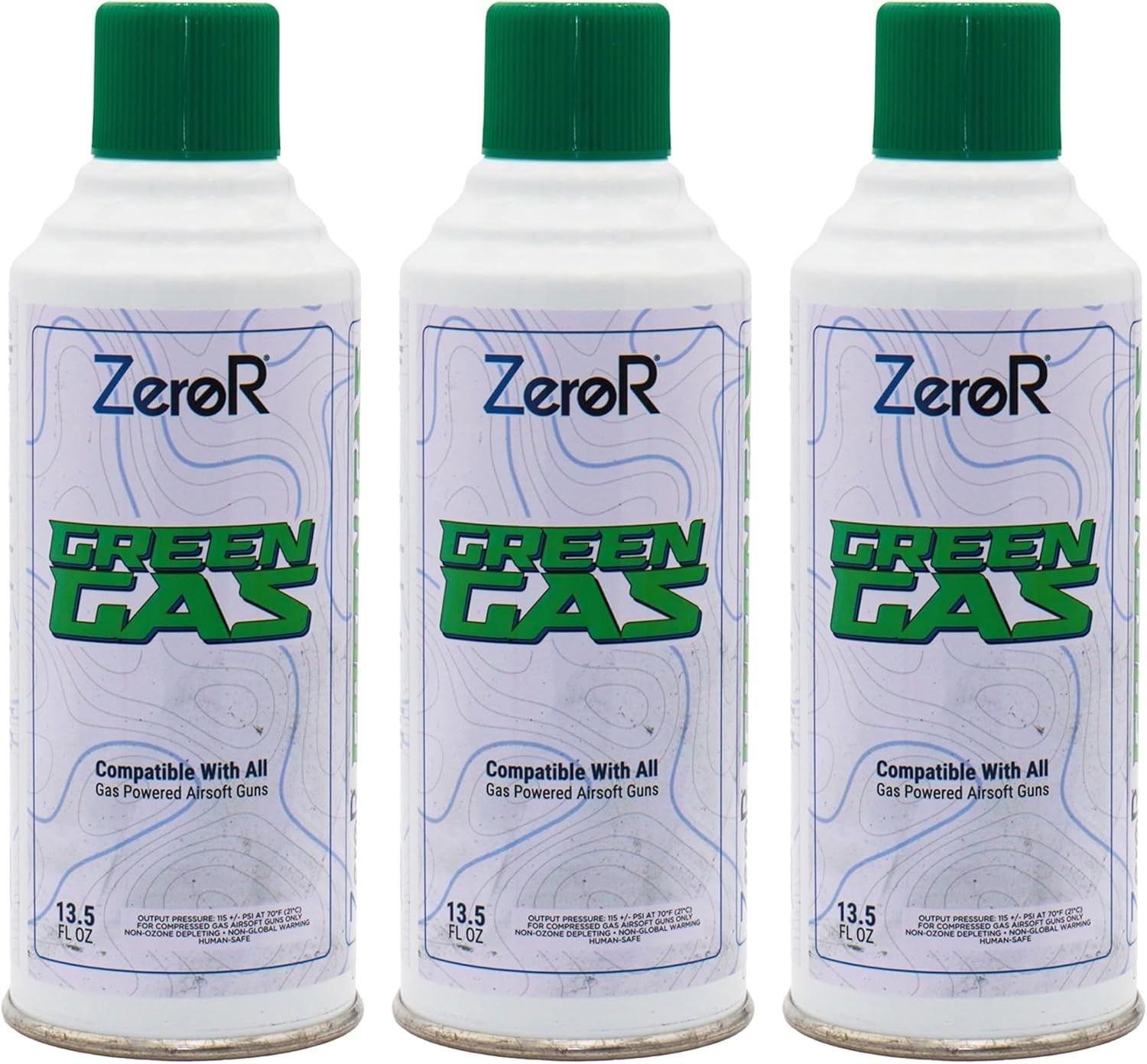 ZeroR® Green Gas Fuel for Airsoft Guns 13.5 fl oz Each (11.8 oz Total WT) 3 Cans