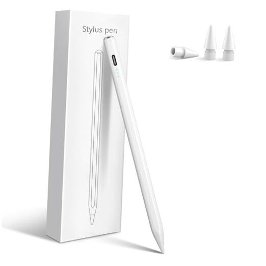 Stylus Pen for iPad 2026-2018 with 13mins Fast Charge,Tilt Sensitivity white