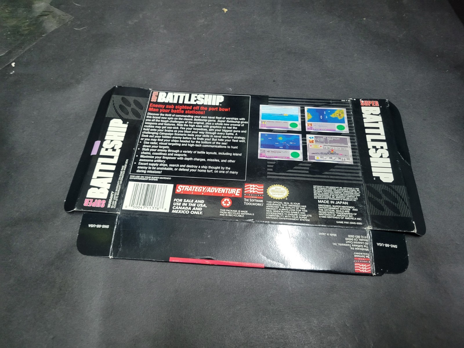 Super Nintendo Super Battleship BOX ONLY