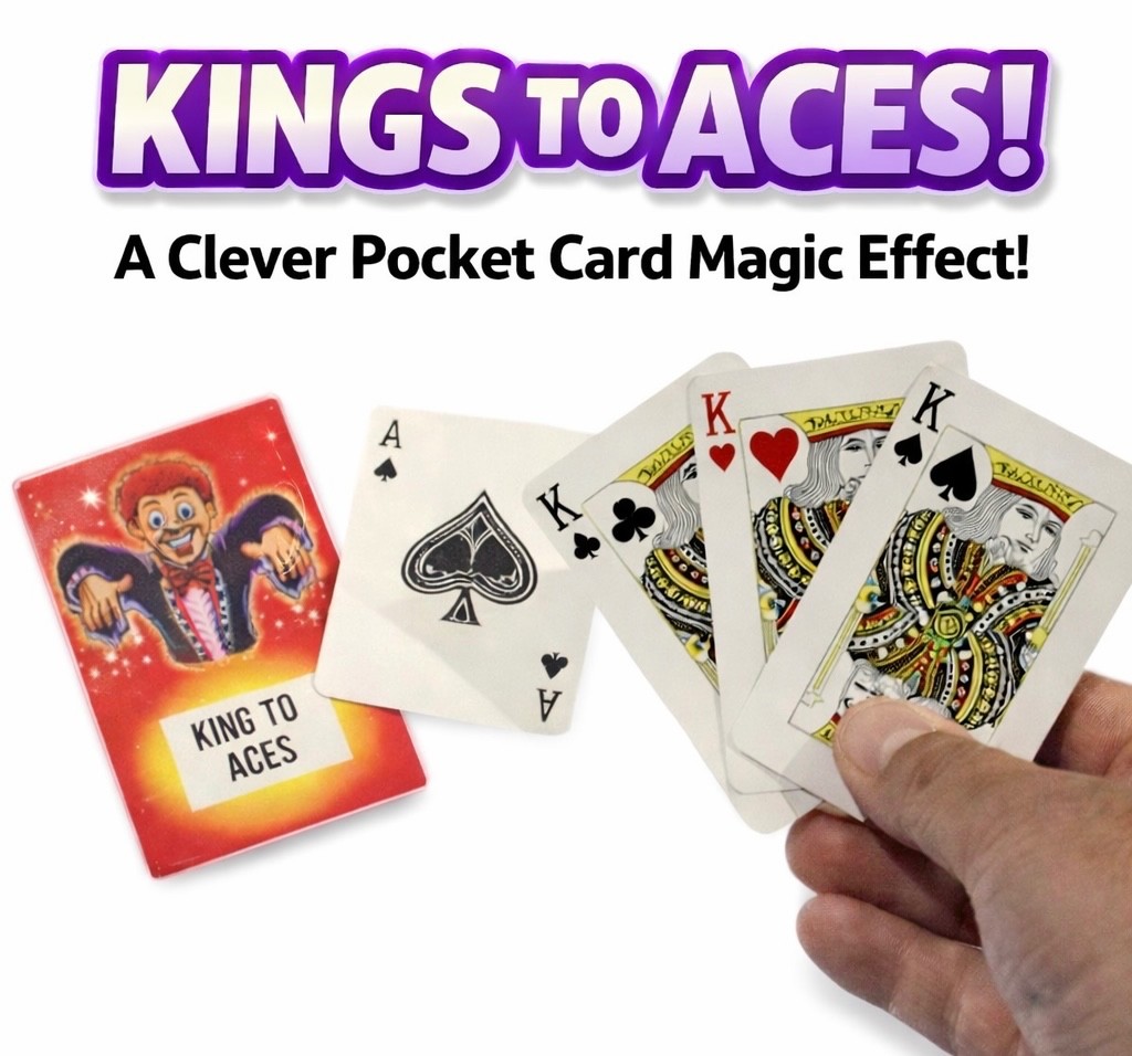 KINGS TO ACES Easy Close Up Magic Trick Pocket Packet Playing Cards Change Table