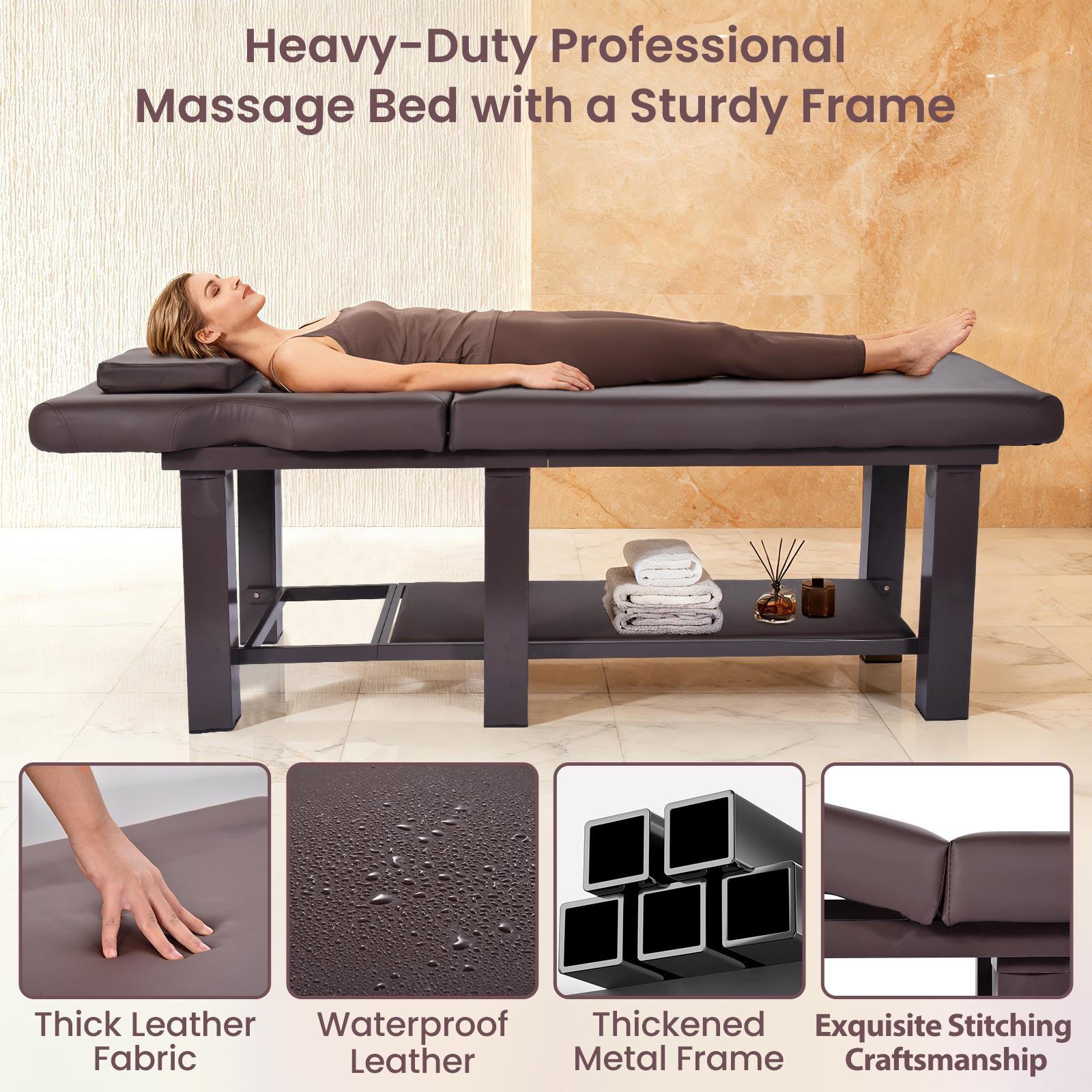 Professional Stationary Massage Table with Headrest