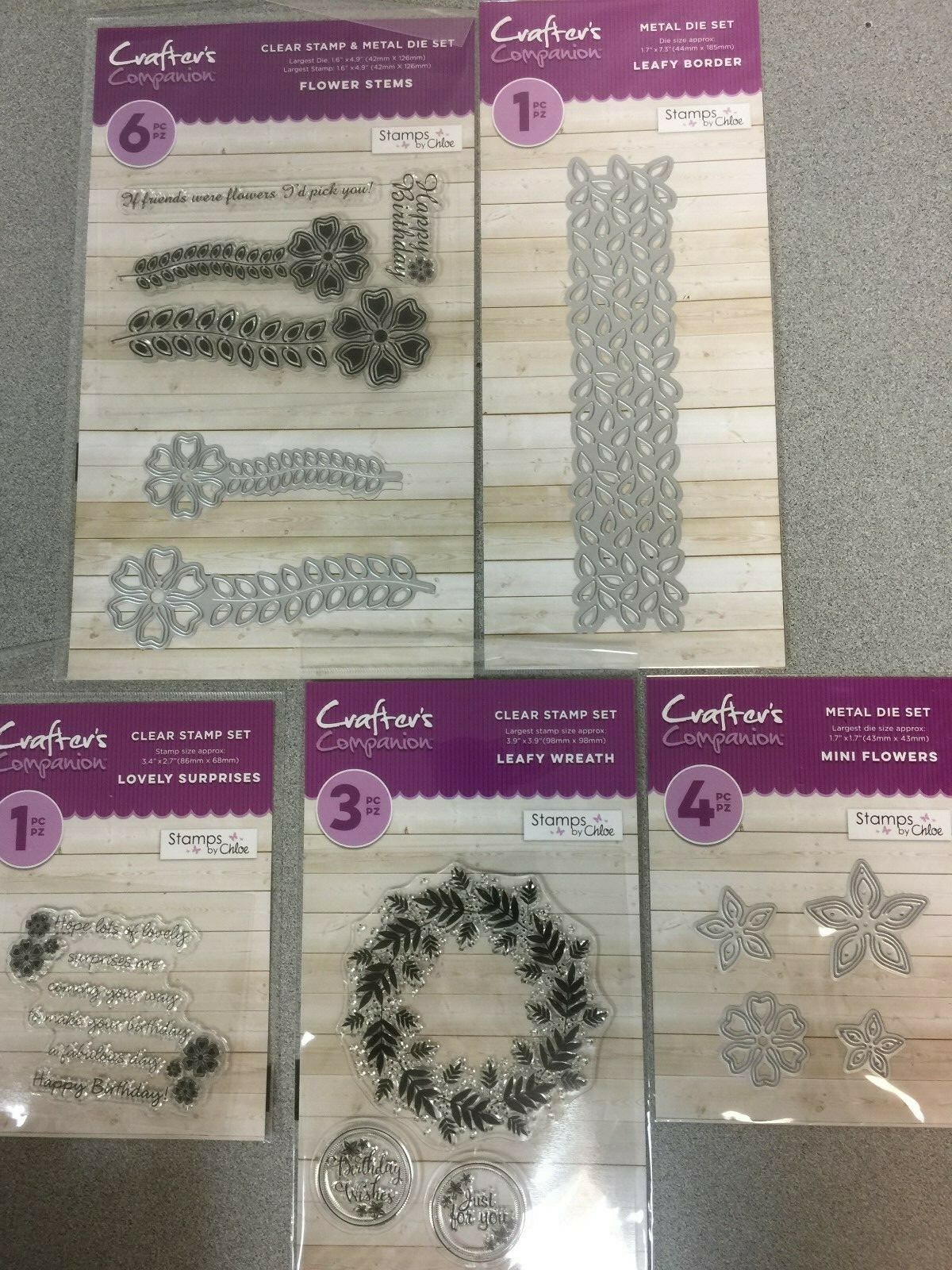 Crafter's Companion Flower Wreath and Stems Stamp and Die Set New