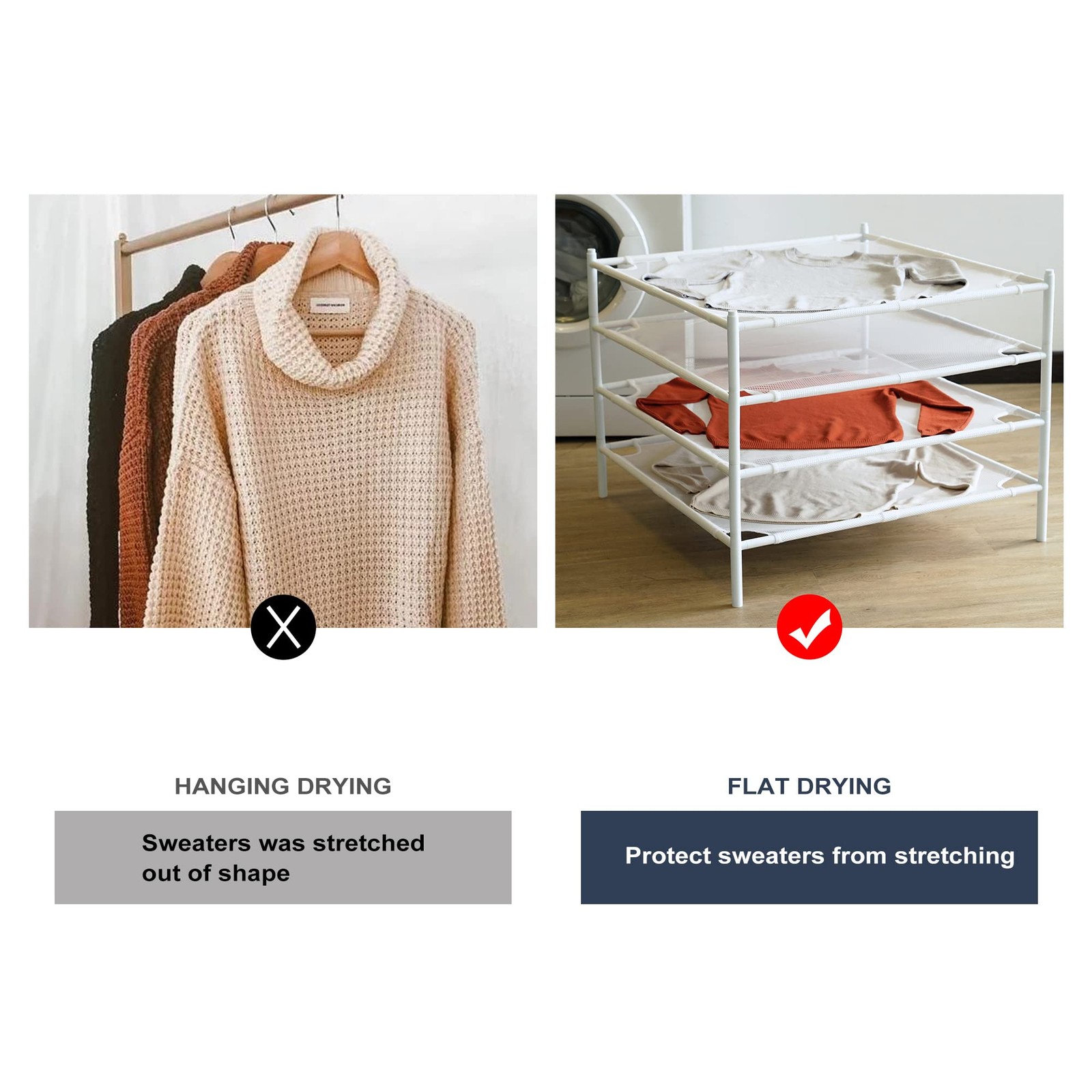 STO STO Sweater Drying Rack, 4-Pack Stackable Mesh Clothes Drying Rack, Laund...