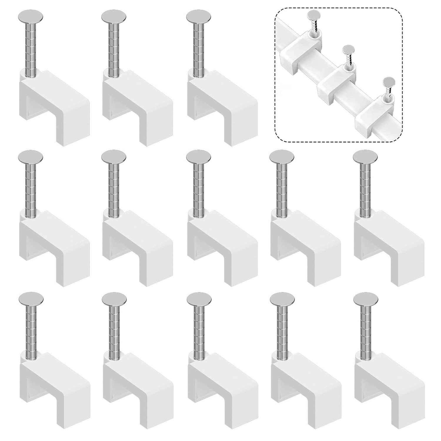 100 Pcs Nail in Cable Clips 8mm Flat Wire Wall Clips Cable Organizer Clips