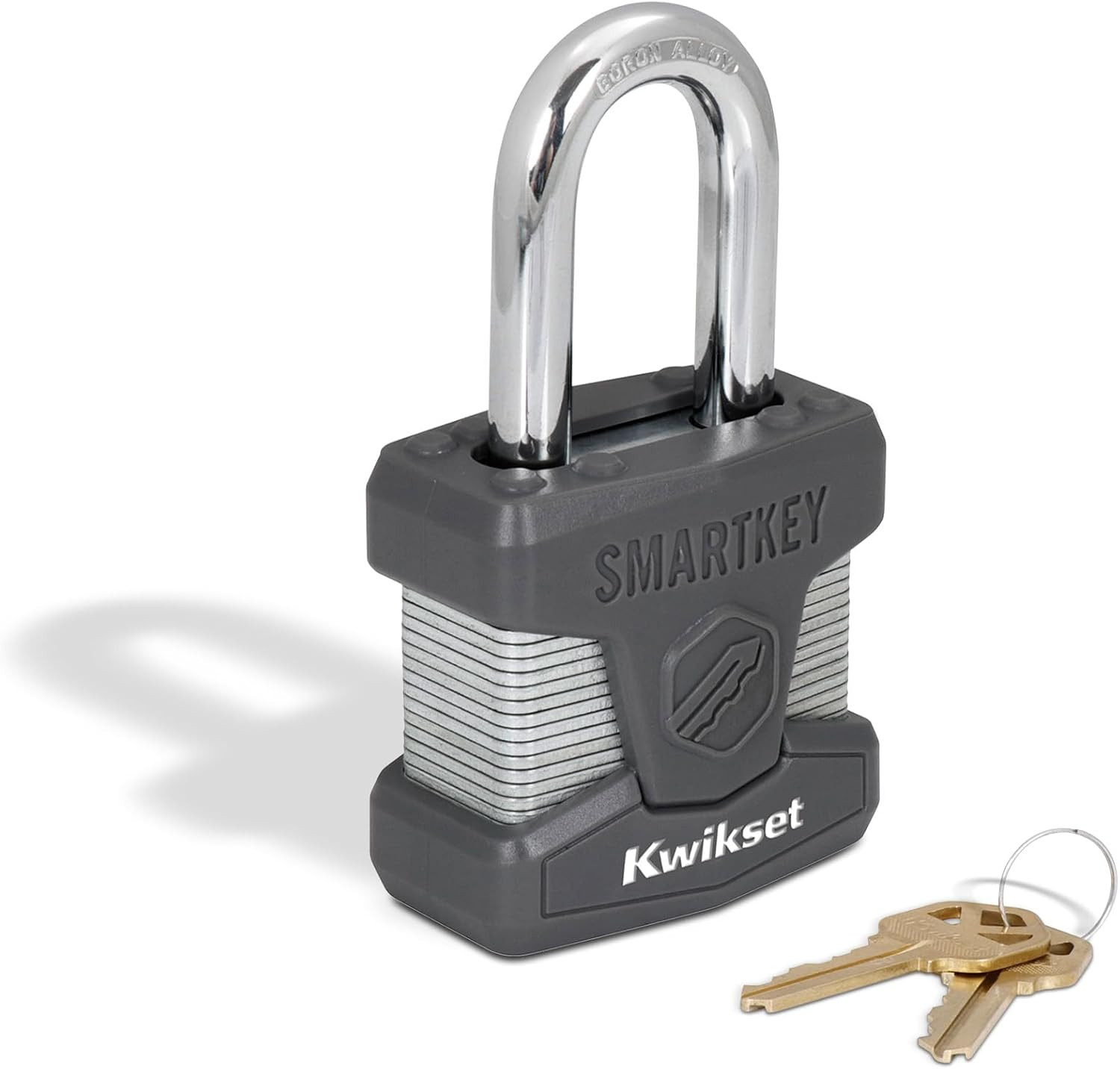 Kwikset Smartkey Re-Keyable Laminated Steel Padlock with Boron Carbide Shackle