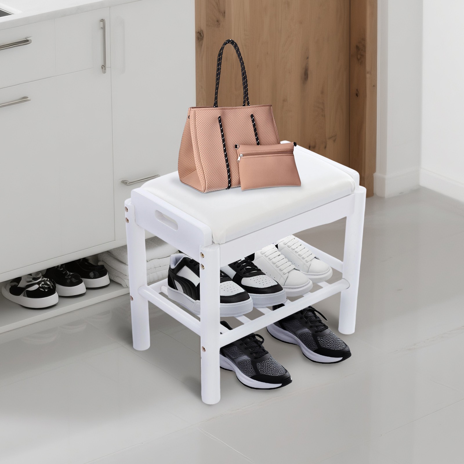 Shoe Storage Bench for Entryway, Shoe Bench with Cushion, Shoe Storage Bench