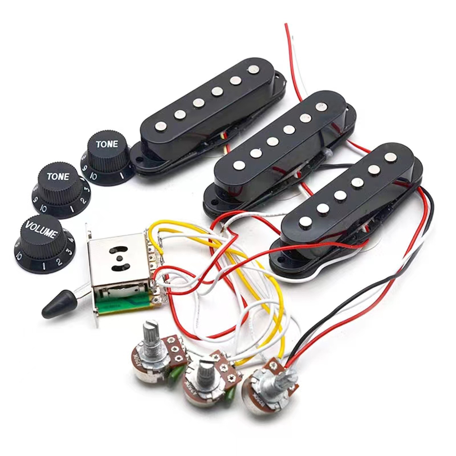 1* 250K Pots 5-Way Switch Guitar Pickups With Knob Cap For ST Electric Guitar b