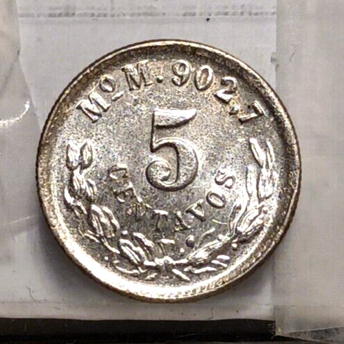 Mexico 1903 MoM Silver 5 Centavos-Second Republic UNC/BU Details KM#400.2