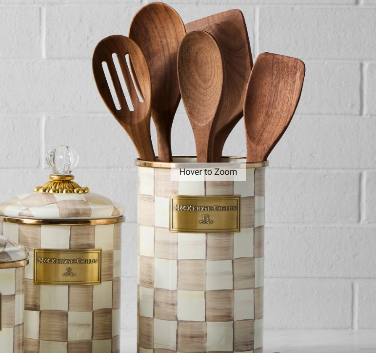 MacKenzie-Childs Mocha Check Utensil Holder