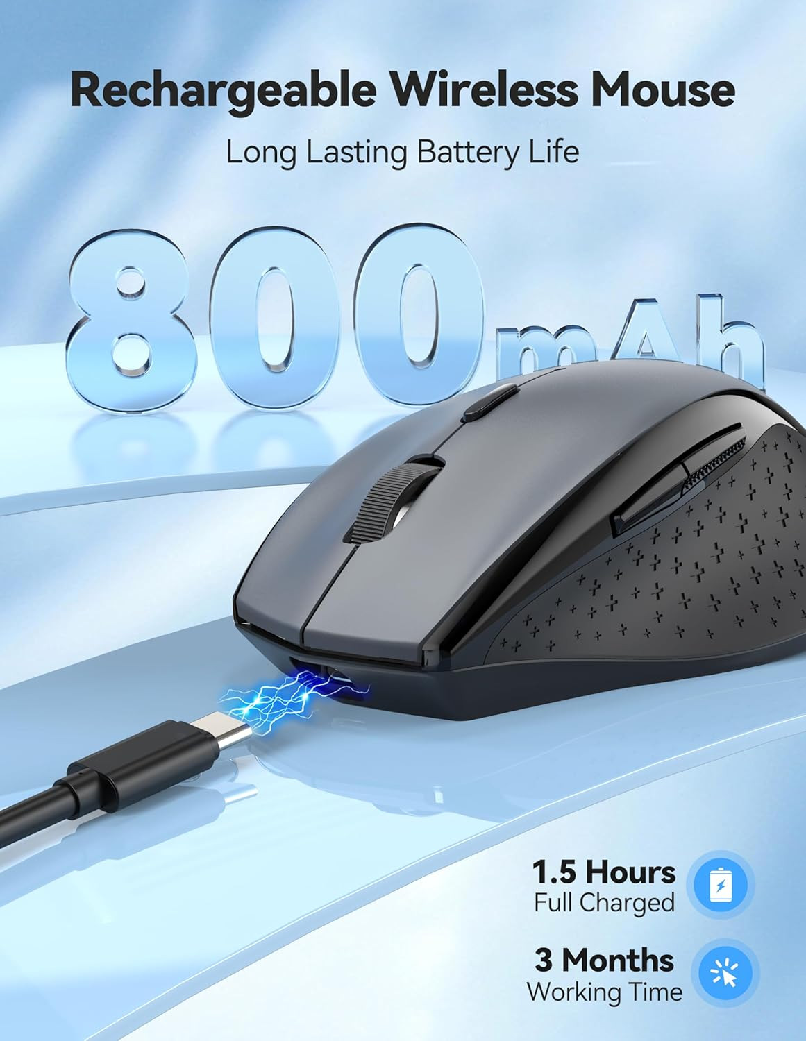 TECKNET Wireless Mouse Rechargeable,Mouse for Laptop Computer,2.4G USB Computer