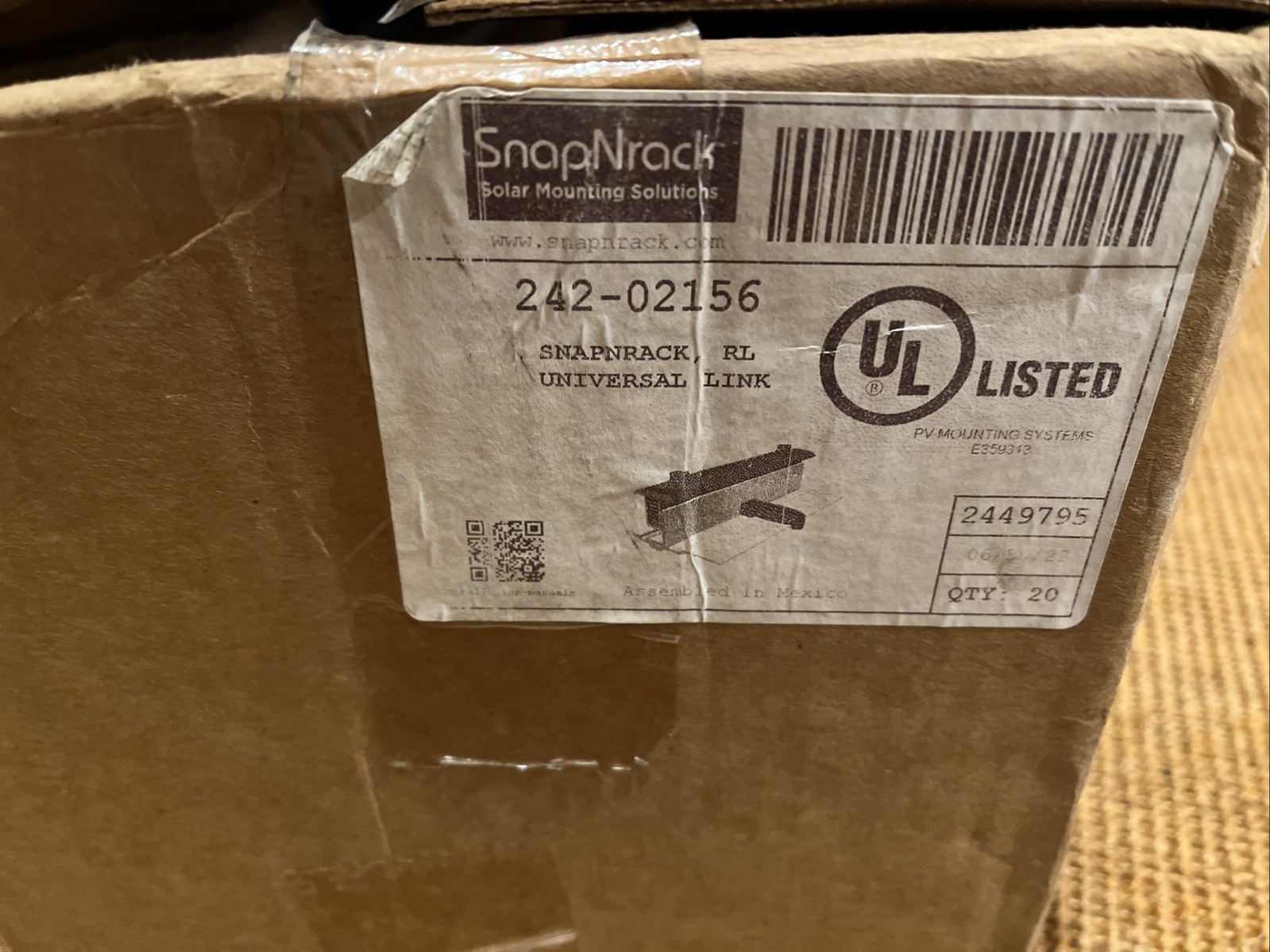 SnapNrack RL Universal Link, 242-02156, Qty: 20