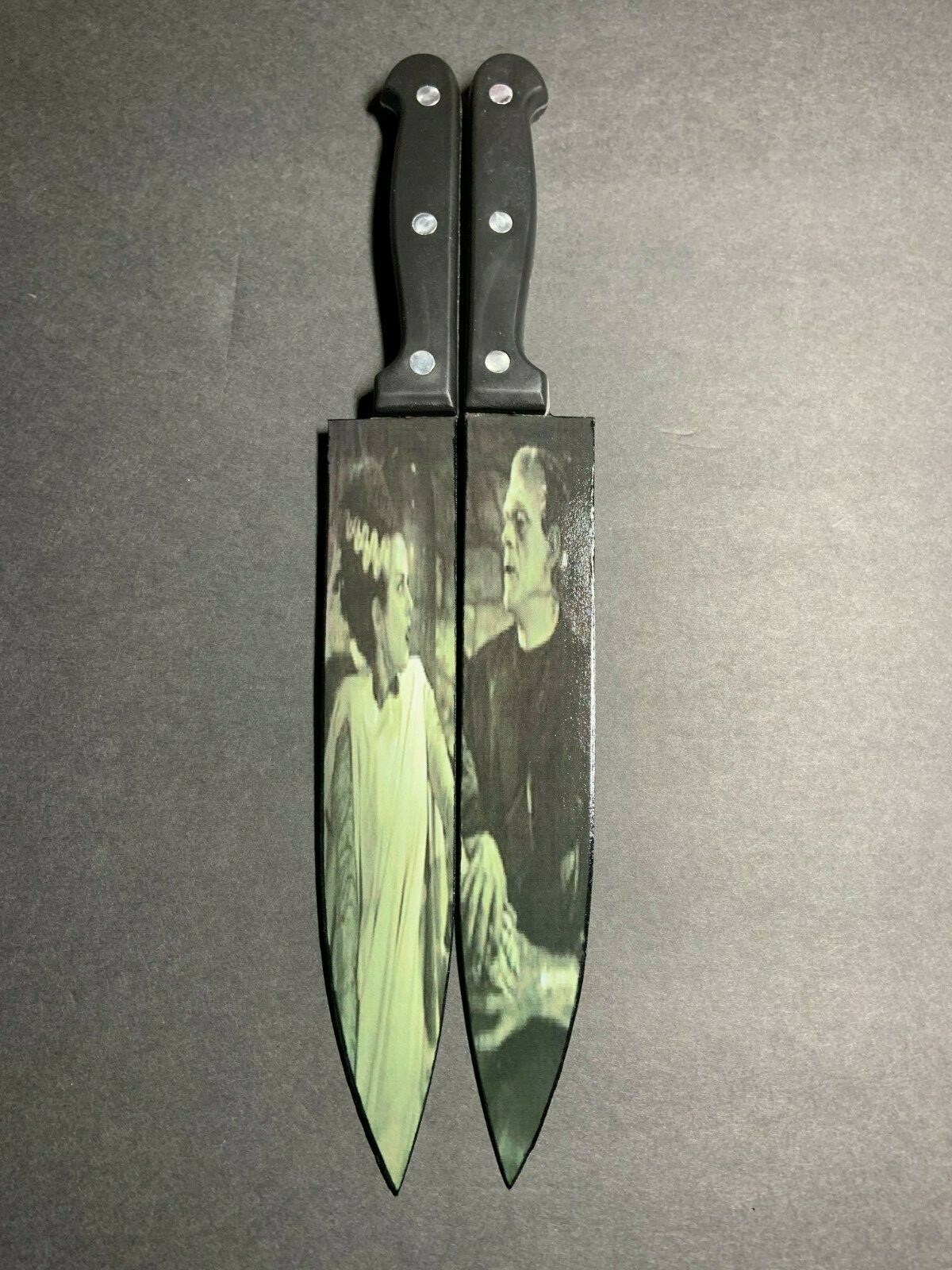 Bride of Frankenstein 2 Knife Set With Sublimated Stands