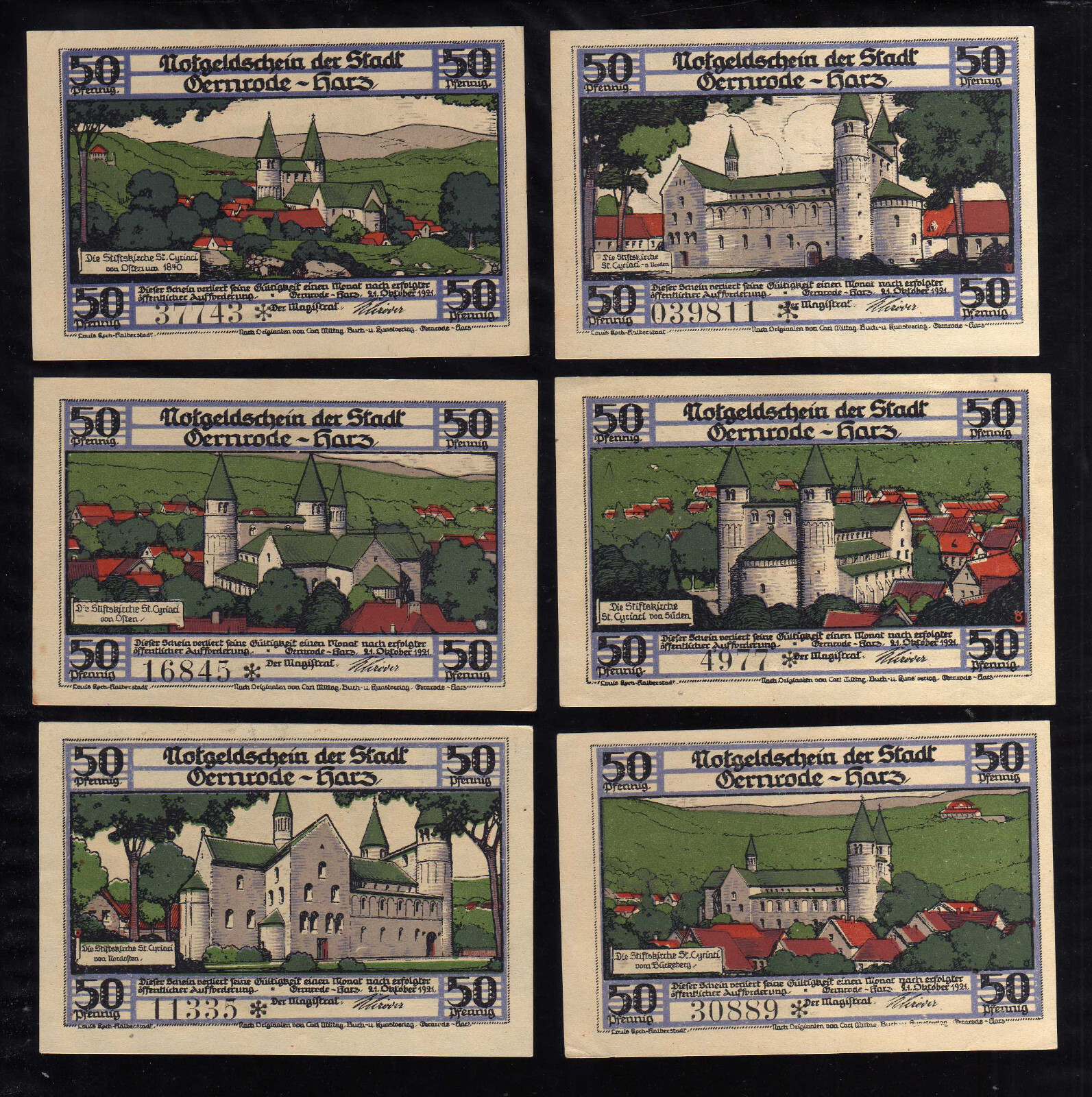 GERNRODE-HARZ   -  GERMANY NOTGELD -  6 x 50 PFENNIG