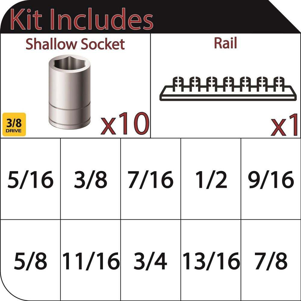 Husky 3/8 in. Drive Standard SAE Socket Set (10-Piece)