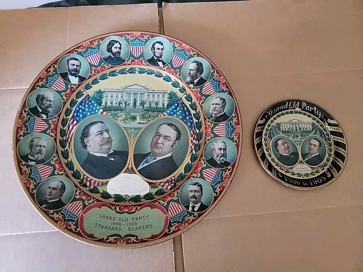 1908 President William H Taft Campaign Lithographed Tin Plate (2 Plate)
