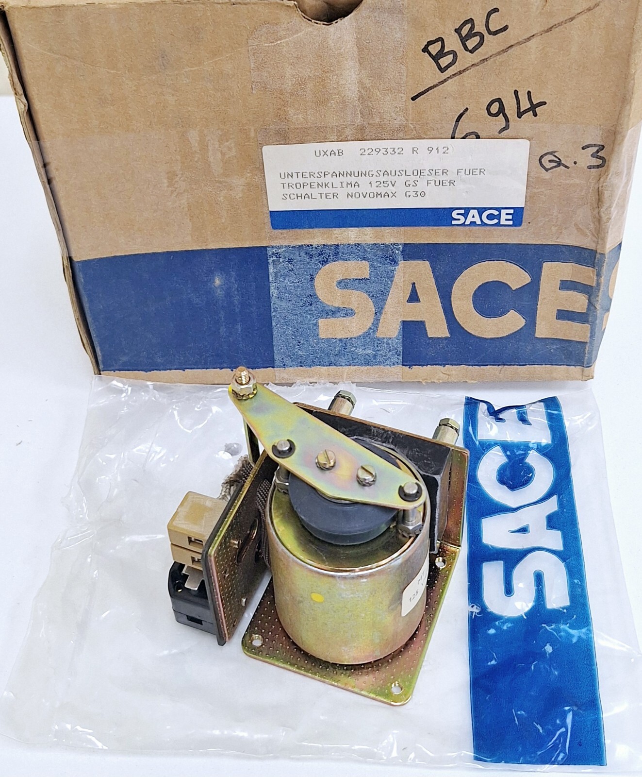 SACE UXAB 229332 R 912 Undervoltage Release Switch for Novomax G30
