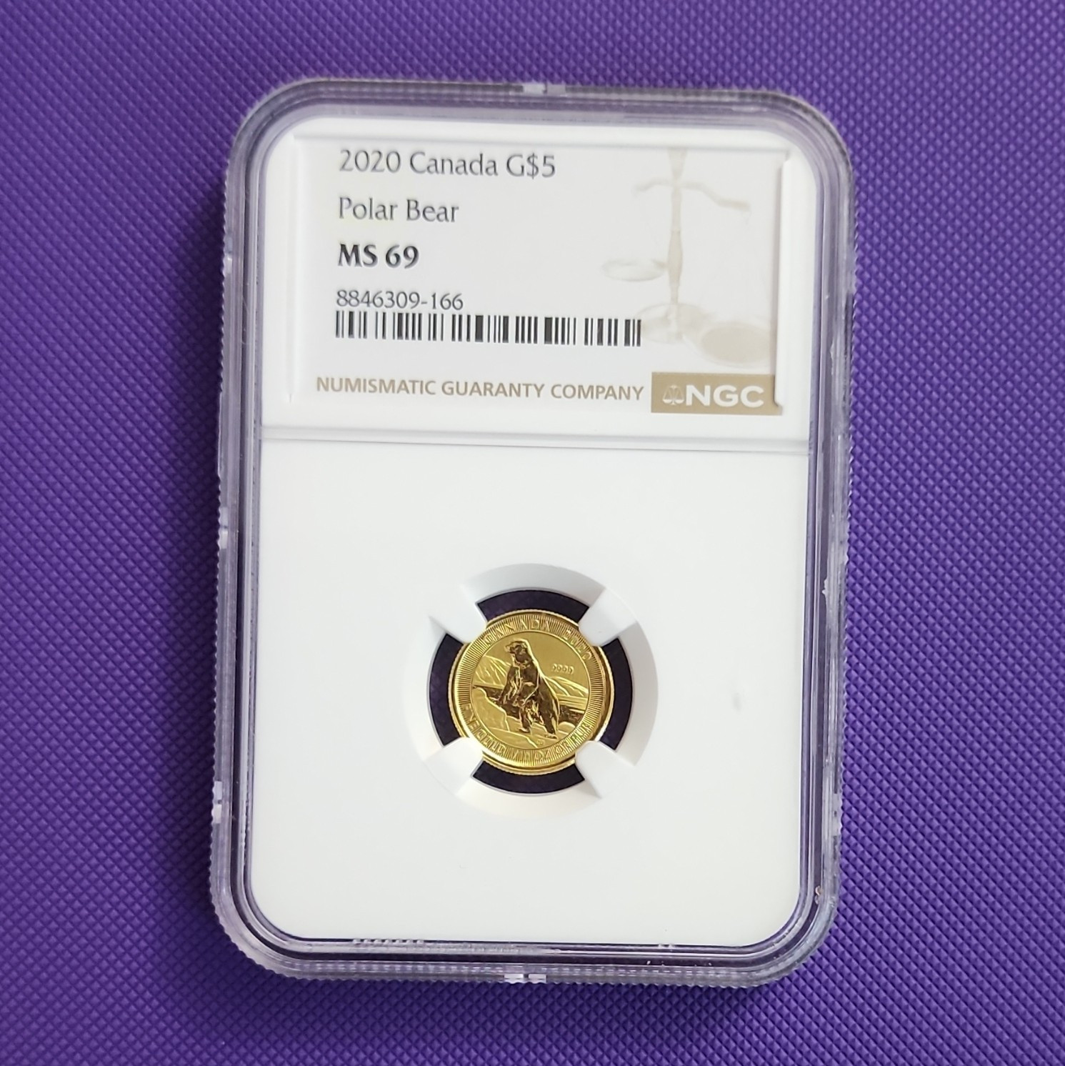 2020 Canada $5 Polar Bear Gold Coin 0.9999 NGC MS69 Cert 8846309-166