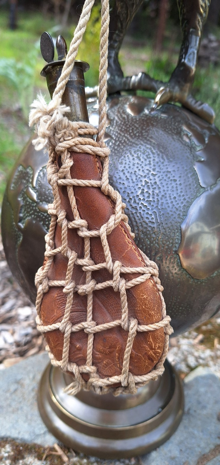 Antique Leather Gun Powder Flask