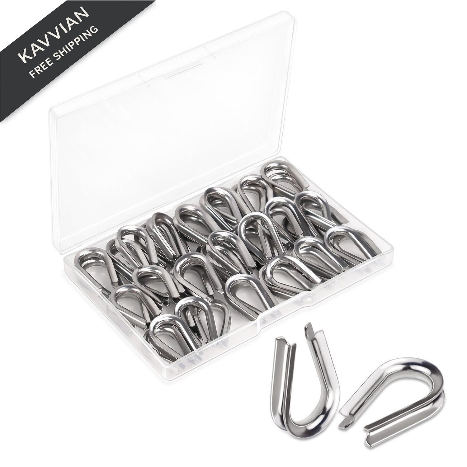 50 Pack Wire Rope Thimble 304 Stainless Steel Thimbles M3...