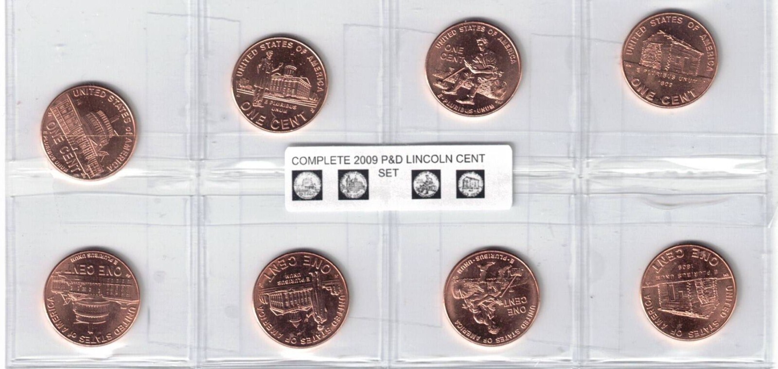 2009-P&D Lincoln Cent Set 8 Coins {BU} Lot#5