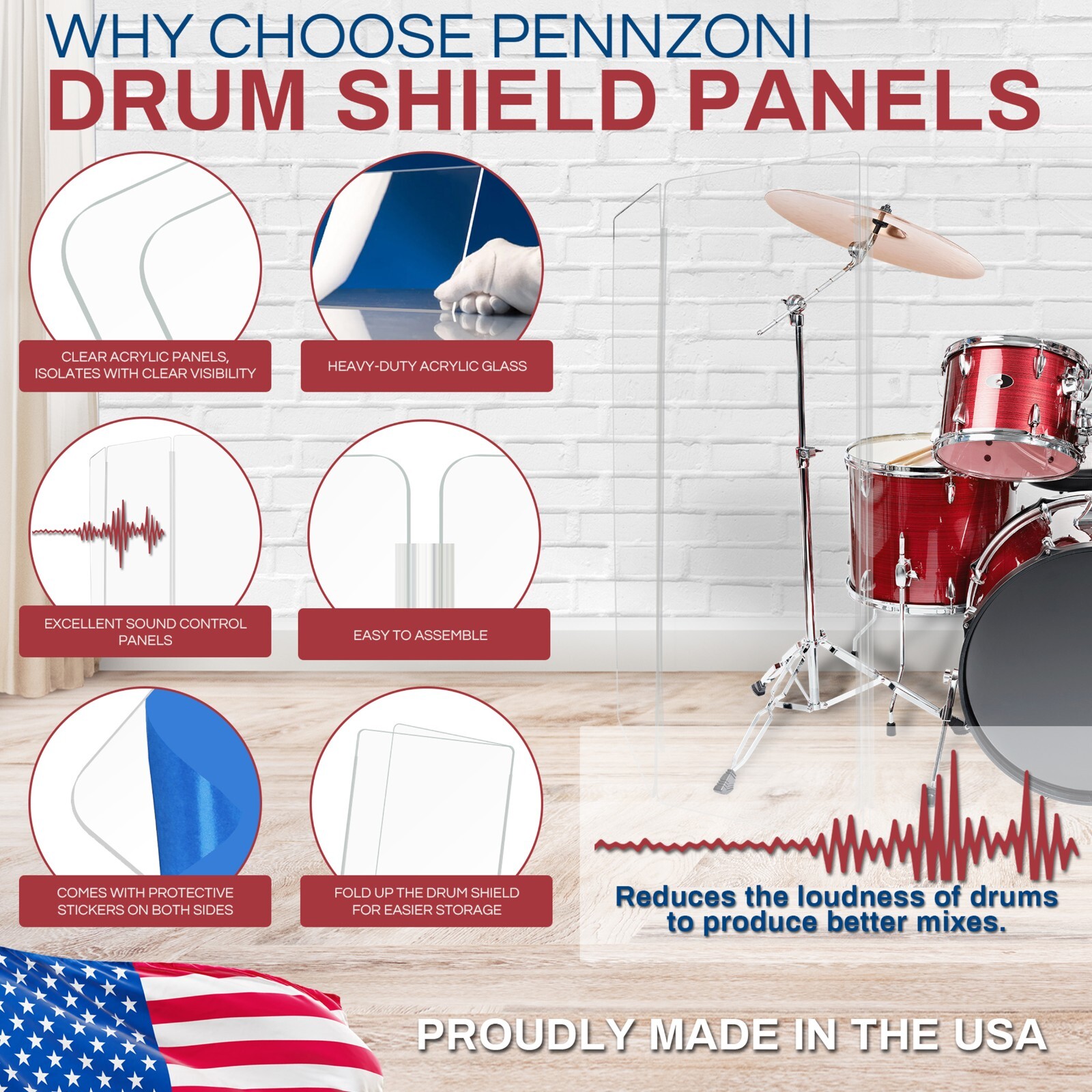 Drum Shield DS57 L 7 Section Drum Shield Acrylic Drum Panels Drums