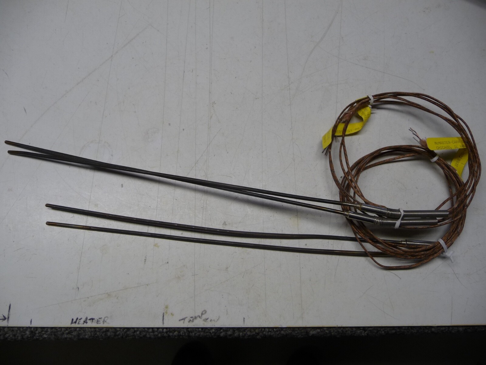 McMaster-Carr #J28012G-00-15-11036-4, Type J Thermocouples, 4 each, 12" long.