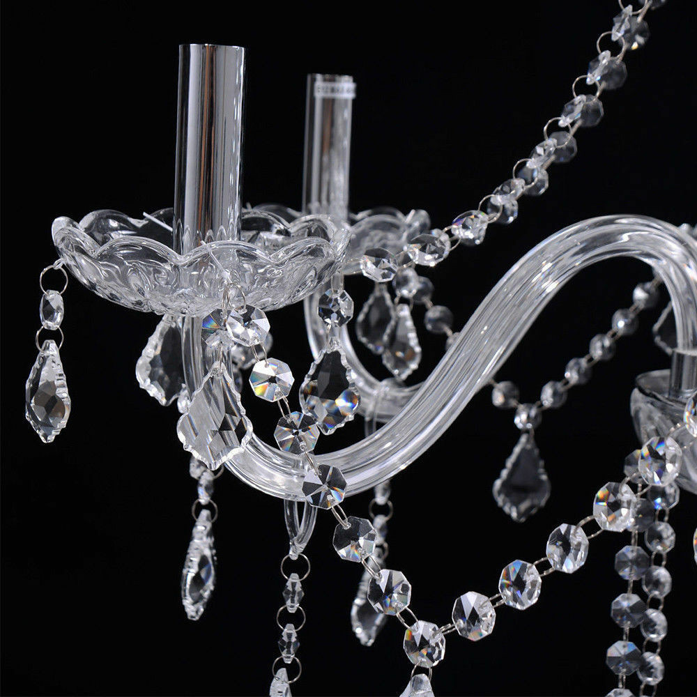 E12 Elegant Crystal Candle Decoration Chandelier Pendant Ceiling Light 6 Lamp