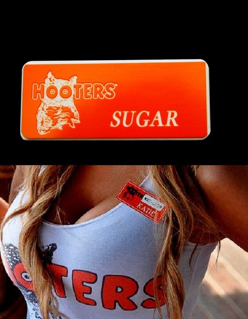 Sugar Hooters Girl Uniform Name Tag Halloween Costume Accessory Pin